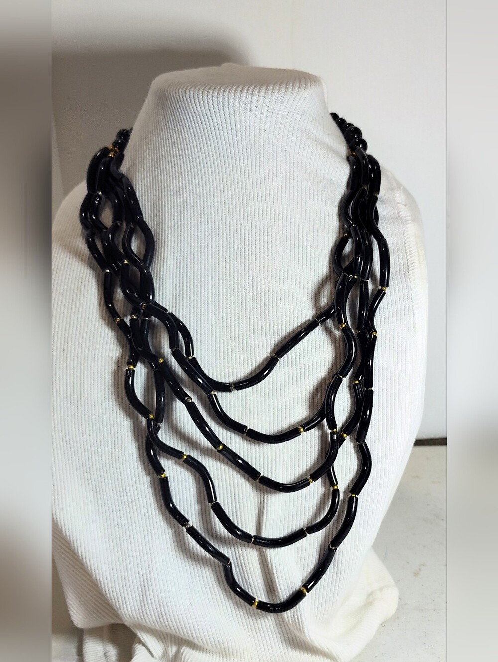 Women’s Multi-Strand Black Beaded Necklace (2)
